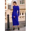 imagePRETTYGARDEN Womens 2025 Fall Long Sleeve Dress Formal Midi Bodycon Wrap Slit Feather Elegant Wedding Guest Cocktail DressesBlue