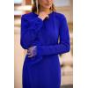 imagePRETTYGARDEN Womens 2025 Fall Long Sleeve Dress Formal Midi Bodycon Wrap Slit Feather Elegant Wedding Guest Cocktail DressesBlue