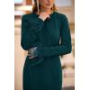 imagePRETTYGARDEN Womens 2025 Fall Long Sleeve Dress Formal Midi Bodycon Wrap Slit Feather Elegant Wedding Guest Cocktail DressesDark Green