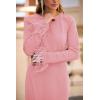 imagePRETTYGARDEN Womens 2025 Fall Long Sleeve Dress Formal Midi Bodycon Wrap Slit Feather Elegant Wedding Guest Cocktail DressesPink