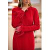 imagePRETTYGARDEN Womens 2025 Fall Long Sleeve Dress Formal Midi Bodycon Wrap Slit Feather Elegant Wedding Guest Cocktail DressesRed