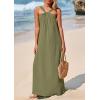 imagePRETTYGARDEN Womens 2026 Casual Long Summer Dresses Sleeveless Strappy Loose Flowy Beach Vacation Maxi Dress with PocketsArmy Green