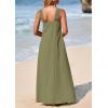 imagePRETTYGARDEN Womens 2026 Casual Long Summer Dresses Sleeveless Strappy Loose Flowy Beach Vacation Maxi Dress with PocketsArmy Green