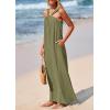 imagePRETTYGARDEN Womens 2026 Casual Long Summer Dresses Sleeveless Strappy Loose Flowy Beach Vacation Maxi Dress with PocketsArmy Green