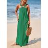 imagePRETTYGARDEN Womens 2026 Casual Long Summer Dresses Sleeveless Strappy Loose Flowy Beach Vacation Maxi Dress with PocketsDark Green