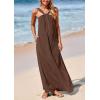 imagePRETTYGARDEN Womens 2026 Casual Long Summer Dresses Sleeveless Strappy Loose Flowy Beach Vacation Maxi Dress with PocketsDark Khaki
