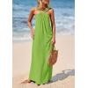 imagePRETTYGARDEN Womens 2026 Casual Long Summer Dresses Sleeveless Strappy Loose Flowy Beach Vacation Maxi Dress with PocketsGreen