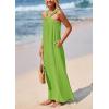 imagePRETTYGARDEN Womens 2026 Casual Long Summer Dresses Sleeveless Strappy Loose Flowy Beach Vacation Maxi Dress with PocketsGreen
