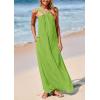 imagePRETTYGARDEN Womens 2026 Casual Long Summer Dresses Sleeveless Strappy Loose Flowy Beach Vacation Maxi Dress with PocketsGreen