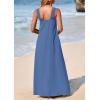 imagePRETTYGARDEN Womens 2026 Casual Long Summer Dresses Sleeveless Strappy Loose Flowy Beach Vacation Maxi Dress with PocketsGrey Blue