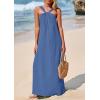 imagePRETTYGARDEN Womens 2026 Casual Long Summer Dresses Sleeveless Strappy Loose Flowy Beach Vacation Maxi Dress with PocketsGrey Blue