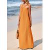imagePRETTYGARDEN Womens 2026 Casual Long Summer Dresses Sleeveless Strappy Loose Flowy Beach Vacation Maxi Dress with PocketsOrange Yellow