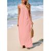imagePRETTYGARDEN Womens 2026 Casual Long Summer Dresses Sleeveless Strappy Loose Flowy Beach Vacation Maxi Dress with PocketsPink