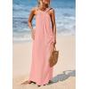 imagePRETTYGARDEN Womens 2026 Casual Long Summer Dresses Sleeveless Strappy Loose Flowy Beach Vacation Maxi Dress with PocketsPink