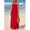 imagePRETTYGARDEN Womens 2026 Casual Long Summer Dresses Sleeveless Strappy Loose Flowy Beach Vacation Maxi Dress with PocketsRed