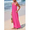 imagePRETTYGARDEN Womens 2026 Casual Long Summer Dresses Sleeveless Strappy Loose Flowy Beach Vacation Maxi Dress with PocketsRose Pink