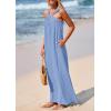 imagePRETTYGARDEN Womens 2026 Casual Long Summer Dresses Sleeveless Strappy Loose Flowy Beach Vacation Maxi Dress with PocketsSky Blue