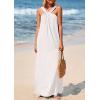 imagePRETTYGARDEN Womens 2026 Casual Long Summer Dresses Sleeveless Strappy Loose Flowy Beach Vacation Maxi Dress with PocketsWhite