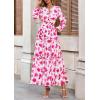 imagePRETTYGARDEN Womens 2026 Fall Fashion Clothing Boho Maxi Dresses Floral Long Sleeve Flowy Elegant Wedding Guest Holiday DressFloral White Rose Red