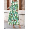 imagePRETTYGARDEN Womens 2026 Fall Fashion Clothing Boho Maxi Dresses Floral Long Sleeve Flowy Elegant Wedding Guest Holiday DressGreen