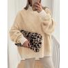 imagePRETTYGARDEN Womens 2026 Fall Oversized Pullover Sweaters Long Sleeve Mock Neck Chunky Knit Jumper Tops Winter ClothingApricot