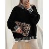 imagePRETTYGARDEN Womens 2026 Fall Oversized Pullover Sweaters Long Sleeve Mock Neck Chunky Knit Jumper Tops Winter ClothingBlack