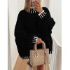 imagePRETTYGARDEN Womens 2026 Fall Oversized Pullover Sweaters Long Sleeve Mock Neck Chunky Knit Jumper Tops Winter ClothingBlack