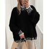 imagePRETTYGARDEN Womens 2026 Fall Oversized Pullover Sweaters Long Sleeve Mock Neck Chunky Knit Jumper Tops Winter ClothingBlack