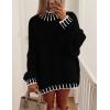 imagePRETTYGARDEN Womens 2026 Fall Oversized Pullover Sweaters Long Sleeve Mock Neck Chunky Knit Jumper Tops Winter ClothingBlack