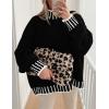 imagePRETTYGARDEN Womens 2026 Fall Oversized Pullover Sweaters Long Sleeve Mock Neck Chunky Knit Jumper Tops Winter ClothingBlack