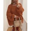 imagePRETTYGARDEN Womens 2026 Fall Oversized Pullover Sweaters Long Sleeve Mock Neck Chunky Knit Jumper Tops Winter ClothingBrick Red