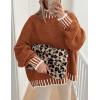 imagePRETTYGARDEN Womens 2026 Fall Oversized Pullover Sweaters Long Sleeve Mock Neck Chunky Knit Jumper Tops Winter ClothingBrick Red