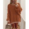 imagePRETTYGARDEN Womens 2026 Fall Oversized Pullover Sweaters Long Sleeve Mock Neck Chunky Knit Jumper Tops Winter ClothingBrick Red