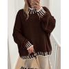 imagePRETTYGARDEN Womens 2026 Fall Oversized Pullover Sweaters Long Sleeve Mock Neck Chunky Knit Jumper Tops Winter ClothingBrown
