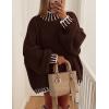 imagePRETTYGARDEN Womens 2026 Fall Oversized Pullover Sweaters Long Sleeve Mock Neck Chunky Knit Jumper Tops Winter ClothingBrown