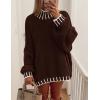 imagePRETTYGARDEN Womens 2026 Fall Oversized Pullover Sweaters Long Sleeve Mock Neck Chunky Knit Jumper Tops Winter ClothingBrown