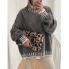 imagePRETTYGARDEN Womens 2026 Fall Oversized Pullover Sweaters Long Sleeve Mock Neck Chunky Knit Jumper Tops Winter ClothingGrey
