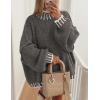imagePRETTYGARDEN Womens 2026 Fall Oversized Pullover Sweaters Long Sleeve Mock Neck Chunky Knit Jumper Tops Winter ClothingGrey