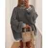 imagePRETTYGARDEN Womens 2026 Fall Oversized Pullover Sweaters Long Sleeve Mock Neck Chunky Knit Jumper Tops Winter ClothingGrey
