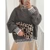 imagePRETTYGARDEN Womens 2026 Fall Oversized Pullover Sweaters Long Sleeve Mock Neck Chunky Knit Jumper Tops Winter ClothingGrey