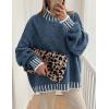 imagePRETTYGARDEN Womens 2026 Fall Oversized Pullover Sweaters Long Sleeve Mock Neck Chunky Knit Jumper Tops Winter ClothingGrey Blue