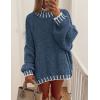 imagePRETTYGARDEN Womens 2026 Fall Oversized Pullover Sweaters Long Sleeve Mock Neck Chunky Knit Jumper Tops Winter ClothingGrey Blue
