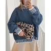 imagePRETTYGARDEN Womens 2026 Fall Oversized Pullover Sweaters Long Sleeve Mock Neck Chunky Knit Jumper Tops Winter ClothingGrey Blue