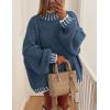 imagePRETTYGARDEN Womens 2026 Fall Oversized Pullover Sweaters Long Sleeve Mock Neck Chunky Knit Jumper Tops Winter ClothingGrey Blue