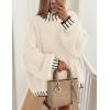imagePRETTYGARDEN Womens 2026 Fall Oversized Pullover Sweaters Long Sleeve Mock Neck Chunky Knit Jumper Tops Winter ClothingWhite