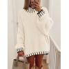 imagePRETTYGARDEN Womens 2026 Fall Oversized Pullover Sweaters Long Sleeve Mock Neck Chunky Knit Jumper Tops Winter ClothingWhite