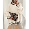 imagePRETTYGARDEN Womens 2026 Fall Oversized Pullover Sweaters Long Sleeve Mock Neck Chunky Knit Jumper Tops Winter ClothingWhite