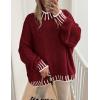 imagePRETTYGARDEN Womens 2026 Fall Oversized Pullover Sweaters Long Sleeve Mock Neck Chunky Knit Jumper Tops Winter ClothingWine Red