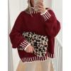 imagePRETTYGARDEN Womens 2026 Fall Oversized Pullover Sweaters Long Sleeve Mock Neck Chunky Knit Jumper Tops Winter ClothingWine Red