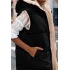 imagePRETTYGARDEN Womens 2026 Fall Reversible Long Vests Sleeveless Fleece Jacket Zip Up Hoodie Pockets Warm Coat Winter ClothingBlack